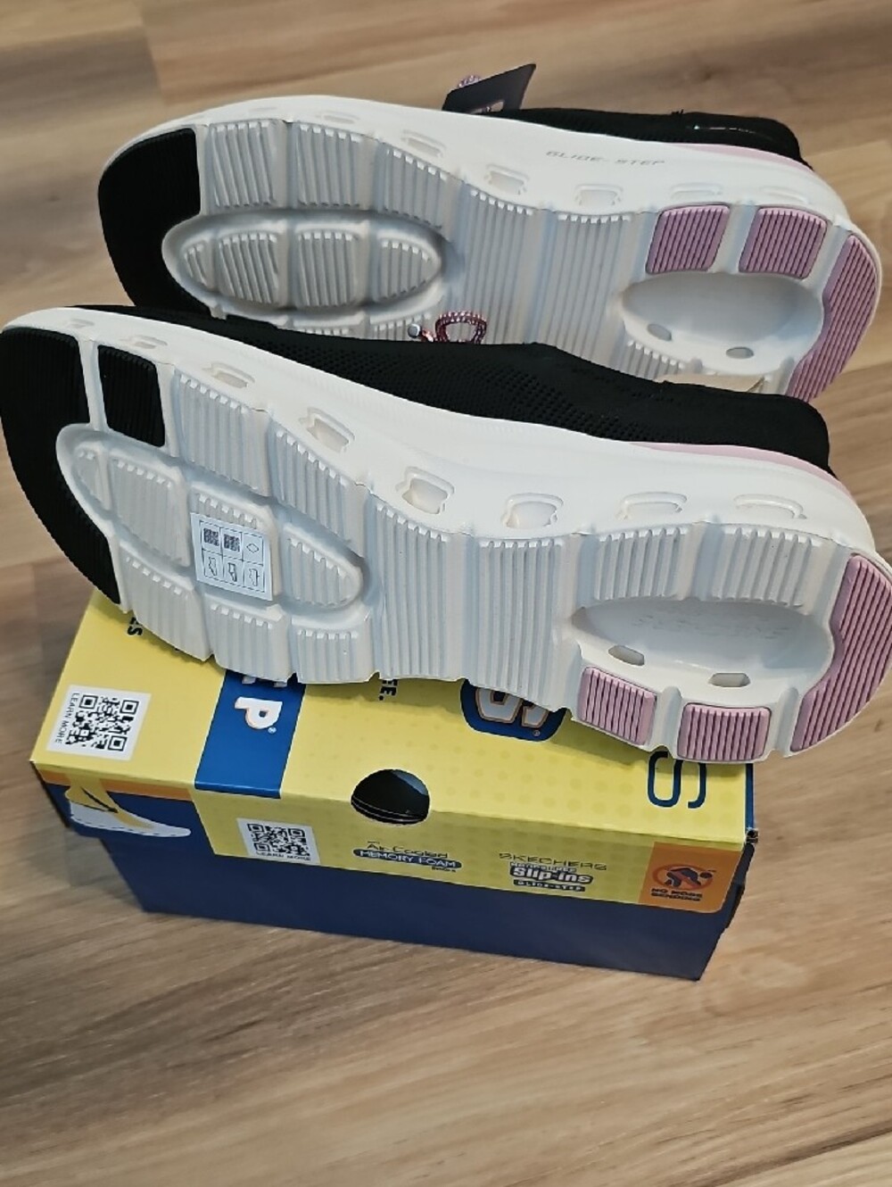 Skechers Black Knit Slip-Ons with Pink Beaded Laces - Picture 5 of 6